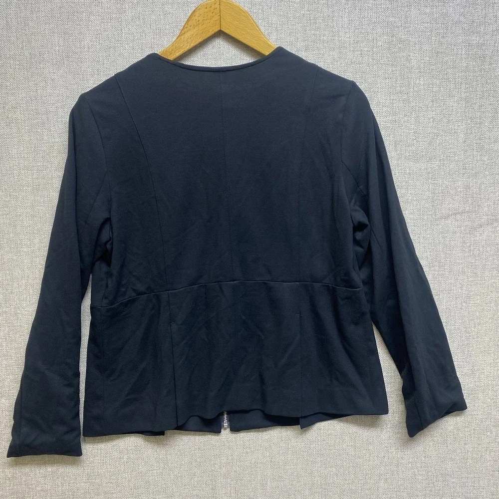 J. Jill Wearever Jacket Women S Petite Black Full Zip Peplum Ponte Career Streth